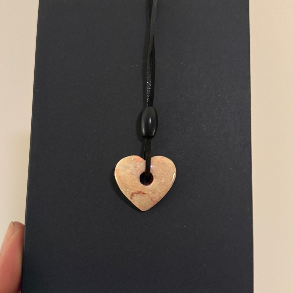 Heart-Shaped Pink Stone Pendant Necklace